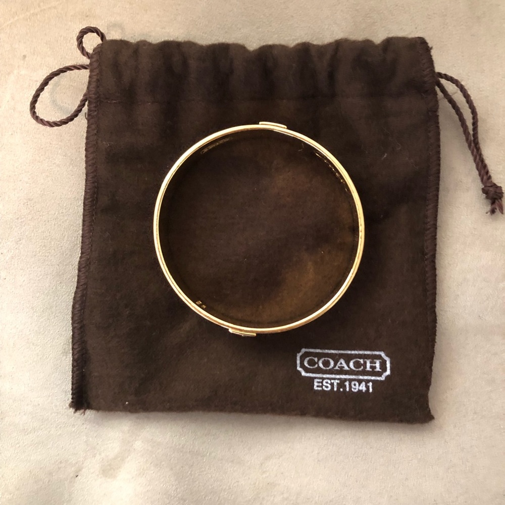 Coach Gold and Navy Signature Cuff Bracelet - Picture 5 of 6